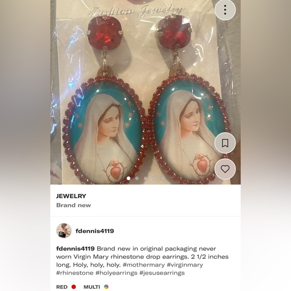Mother Mary sacred heart drop earrings - Picture 6 of 6